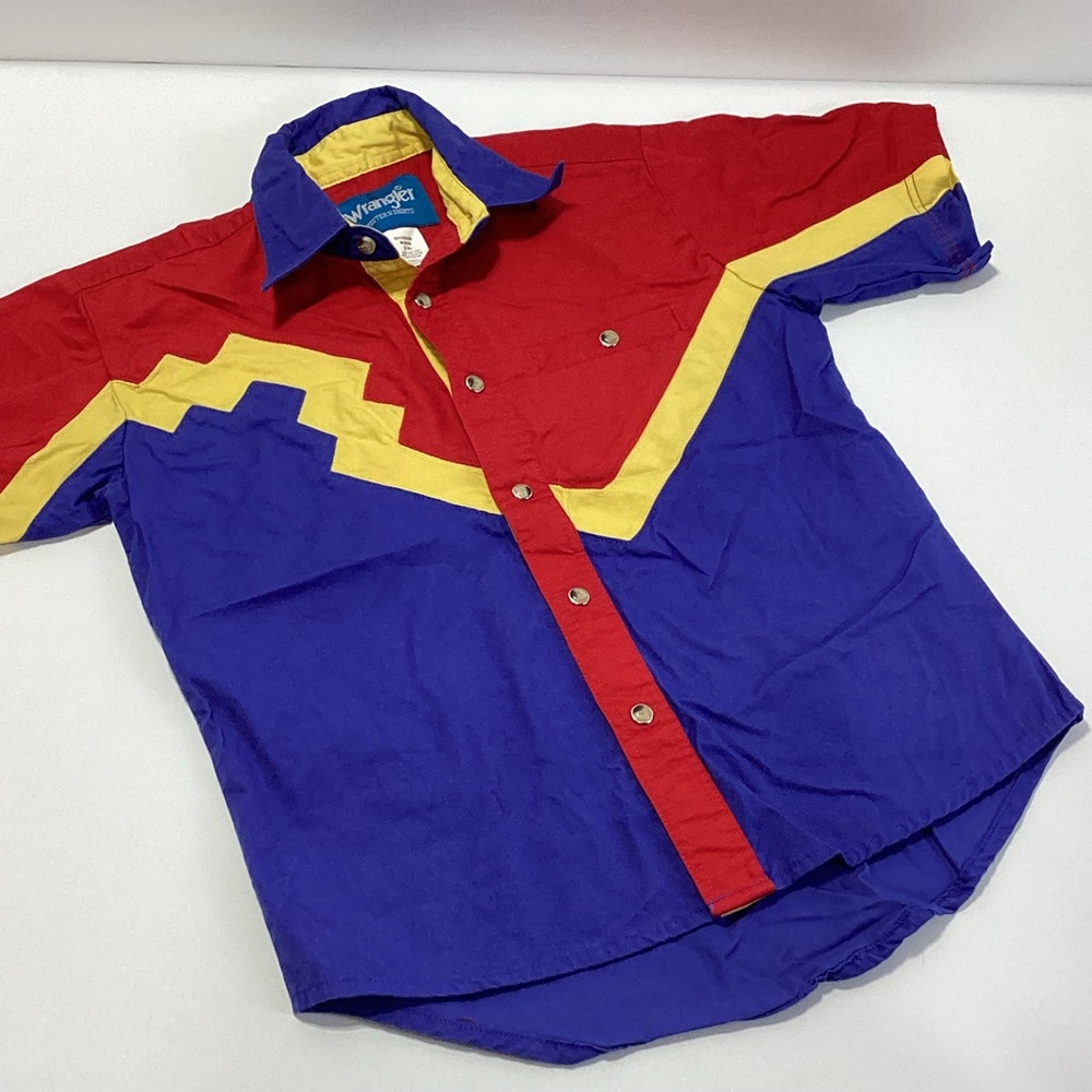 Wrangler Kids Pearl Snap Shirt Button Down Western Shirt Short Sleeve Lightning